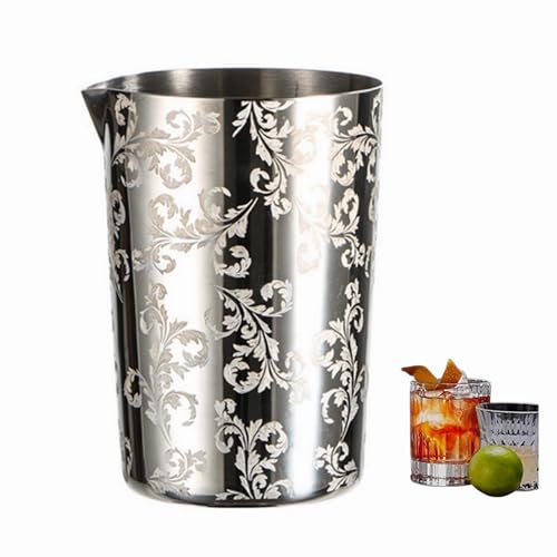 Cocktail Mixing Glass Cocktail Blender Glas Cocktail Rührglas Girlande Edelstahl Rührglas Cocktail Bar Einfaches Barkeeper Rührkrug Shaker Zinn Wärmeerhaltungs Barkeeper Blumenbecher für Bar-Küche von Zerodis