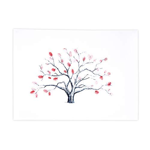 DIY Hochzeit Fingerabdruck Baum Leinwand Unterschrift Gästebuch Mit 6 Farben Tinte für Hochzeit Geburtstag Party(HK001) von Zerodis