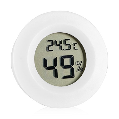 Digital Thermometer Hygrometer Innentemperatur Feuchtigkeits Meter Detektor runder elektronischer Thermometer mit LCD Anzeige für Auto Küche Innengarten Keller Kühlschrank Schrank von Zerodis