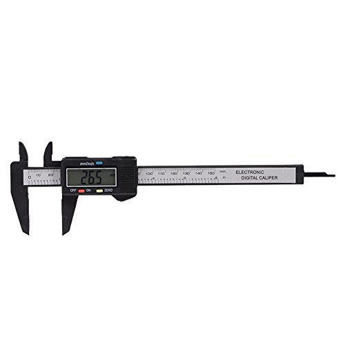 Digitales Messgerät, 150 mm, Königsfuß, elektronisch, digital, LCD-Display, zur Messung der Tiefe im Innenbereich (Schwarz) von Zerodis