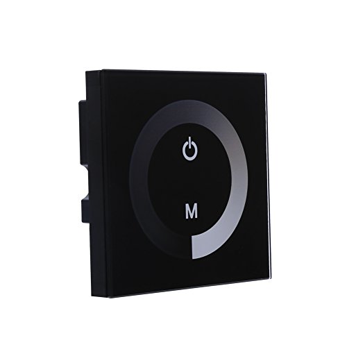 Dimmerschalter, Einfarbschalter Dimmer Touch Panel Wiederverwendbares Kunststoffmaterial für einfarbigen LED-Lichtstreifen (DC 12V-24V)(schwarz) von Zerodis