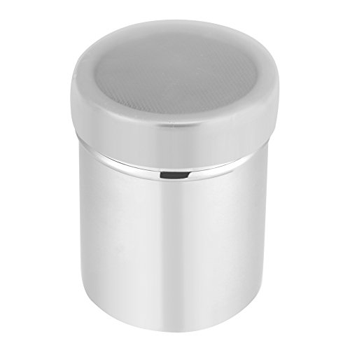 Edelstahl-Pulverstreuer, Farbscheren-Zuckerstreuer mit Deckel für Kaffee-Kakao-Bagger, Kaffeesieb-Sprinkler-Bagger für Kaffee-Cappuccino-Latte(Staubtuch) von Zerodis