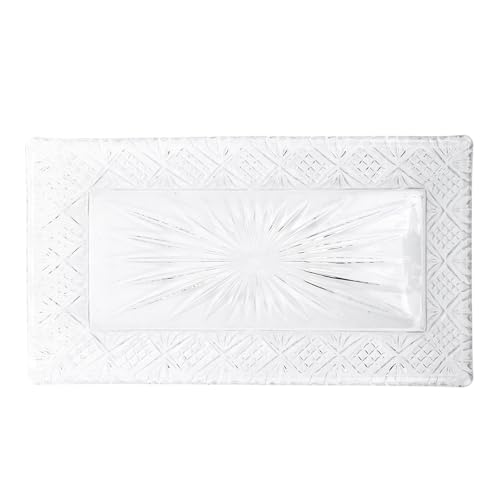 Zerodis Elegantes, Rechteckiges Serviertablett aus Glas mit Großem Fassungsvermögen. Serviertablett aus Rechteckigem Glas mit Stabilem Muster für Partys. Serviertablett mit Elegantem, Zerodis Elegantes, Rechteckiges Serviertablett aus Glas mit Großem Fassungsvermögen. Serviertablett aus Rechteckigem Glas mit Stabilem Muster für Partys. Serviertablett mit Elegantem, von Zerodis