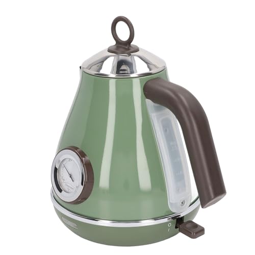 Elektrischer Heißer Wasserkocher, Retro -Lackelektrikkessel mit 360 Grad Rotierender Basis -Trockenkochen -Thermometer -Fenster für Kochende Wasserhäuser -Küche Kochend Wasser (dunkelgrün) von Zerodis