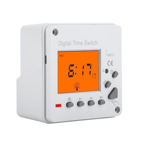 Elektronischer Timer Zeitschalter, Digitaler Timer Elektrische Programmierbare Intelligente Steuerschalter Timer mit Hintergrundbeleuchtung für Haushaltsgeräte Straßenlaterne Neonlicht(220V AC) von Zerodis