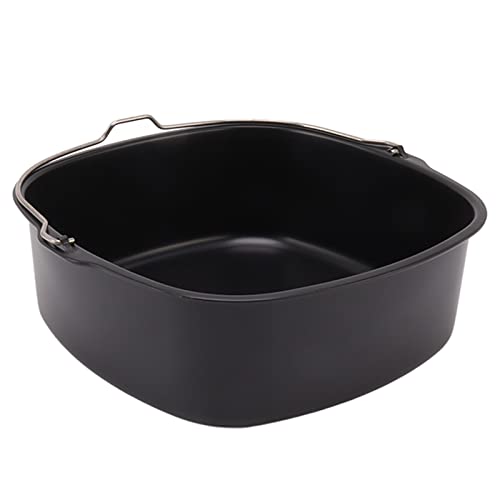 Friteuse Kuchenform Friteuse Kuchenform für Fritteuse Air Fryer Pan Zubehör Metall Antihaftbeschichtung Backen Kuchenform Fritteuse Backform mit Griff Kuchenform Zubehör Fass (8 Zoll) von Zerodis
