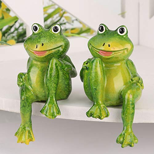 Zerodis Frosch Garten Statue, 2 Stück Grüner Frosch Sitz Statue, Mini Harz Skulptur Zubehör Figur für Garten Hof Indoor Outdoor Dekoration, 7,5 cm von Zerodis