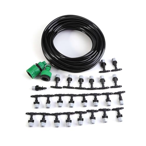Garden Misting Kühlsystem, Bewässerungsschlauch Sprinkler Wasserhahn Adapter Outdoor Garten Tropfbewässerung Set 5M / 10M / 15M(15M) von Zerodis