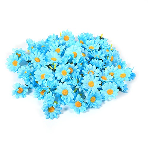 Gerbera Daisy Künstliche Blumen Köpfe für Hochzeit DIY Dekoration Handwerk 100PCS(Hellblau) von Zerodis