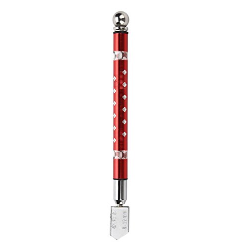 Handrad Art Glasschneider Hartmetallschneiden Rad Metallgriff Handwerkzeuge für dickes Glas Mosaik und Fliesen Bleistift Form Design Ergonomischer Griff für Glas Stärke 3~15mm (Rot) von Zerodis