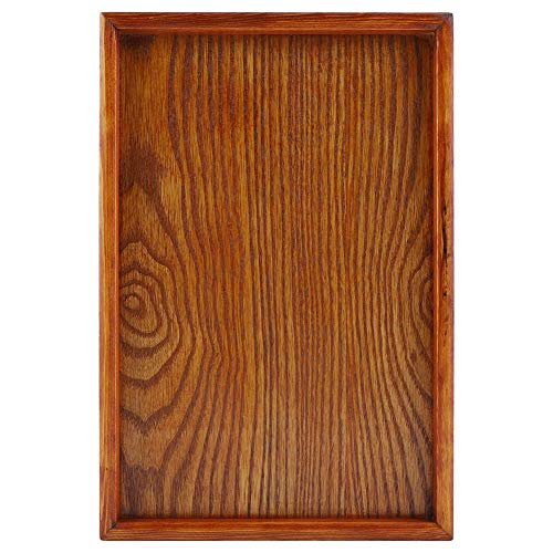 Hölzerner Behälter, festes Holz rechteckiges Geschirr Serviertablett Nahrungsmittelfrucht Teller Tee Servierplatte Imbiss Nahrungsmittelspeicher Teller, der Tisch Teller für Restaurant Haus(30*20cm) von Zerodis