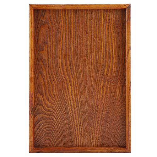 Hölzerner Behälter, festes Holz rechteckiges Geschirr Serviertablett Nahrungsmittelfrucht Teller Tee Servierplatte Imbiss Nahrungsmittelspeicher Teller, der Tisch Teller für Restaurant Haus(35*24cm) von Zerodis