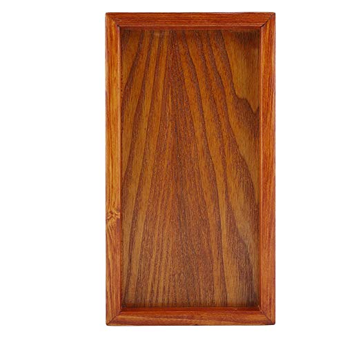 Hölzerner Behälter, festes Holz rechteckiges Geschirr Serviertablett Nahrungsmittelfrucht Teller Tee Servierplatte Imbiss Nahrungsmittelspeicher Teller, der Tisch Teller für Restaurant Haus(22*12cm) von Zerodis