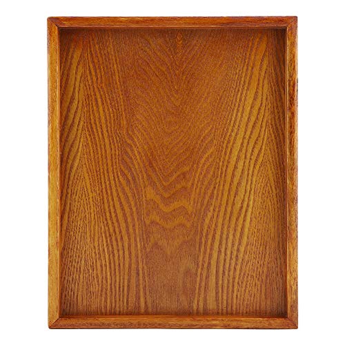Hölzerner Behälter, festes Holz rechteckiges Geschirr Serviertablett Nahrungsmittelfrucht Teller Tee Servierplatte Imbiss Nahrungsmittelspeicher Teller, der Tisch Teller für Restaurant Haus(30*24cm ) von Zerodis