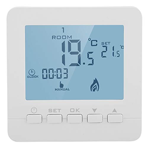 Intelligenter digitaler Thermostat, programmierbarer Thermostat mit klarem Komfort-LCD-Display, kabelloser Temperaturregler für 5A-Heizkessel Intelligenter digitaler Thermostat, programmierbarer Thermostat mit klarem Komfort-LCD-Display, kabelloser Temperaturregler für 5A-Heizkessel von Zerodis