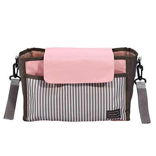 Kinderwagen Tasche Buggys Aufbewahrungstasche Kinderwagen Organizer Wickeltasche Universal Multifunktion für Spazierengehen(Rosa) von Zerodis