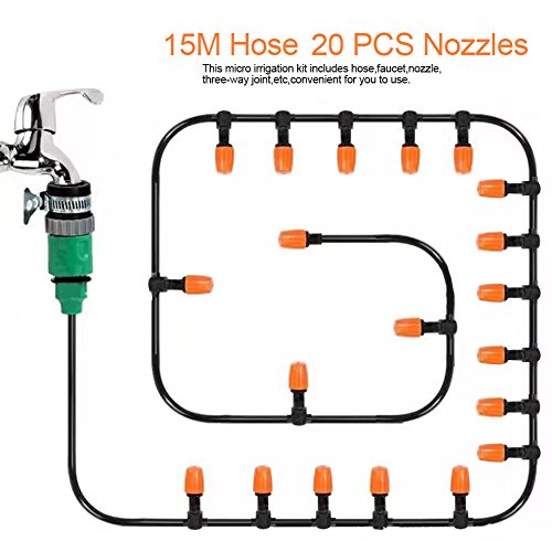 Kit 4/7 mm Micro-Bewässerung durch qoteo, Bewässerung-Rohr, Bewässerung durch qoteo Micro Kopfbrause Düse, Schlauch-Kit Nebel-System Kühlung für Garten Innenhof Gewächshaus céspe 15M von Zerodis