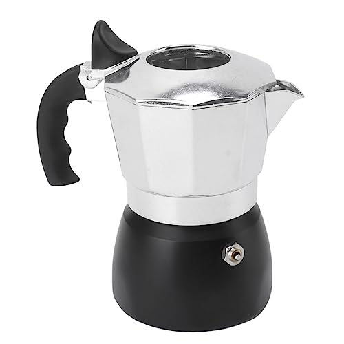 Klassische Espresso- und Moka-Kanne für den Herd mit Doppeltem Espressokocher-Ventil, 150 Ml, Achteckige Aluminium-Moka-Kaffeemaschine für 3 Tassen, Moka-Kanne von Zerodis
