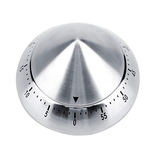 Küchenuhr Timer Kegelförmiger Kochtimer Edelstahl 60 Minuten Countdown Kurzzeitmesser Eieruhr Zeitmesser Ideal zum Kochen, Backen, Sport, Studieren usw.(Silber) von Zerodis