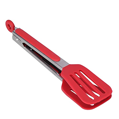 Küchenzange, Küchenzangen Edelstahlzange mit Silikonkopf Barbecue Tongs 9 12 Zoll Barbeque Steak Nudelsalat Spachtelzange Zum Kochen Grillen(9 Zoll Rot) von Zerodis