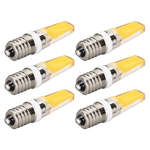 Zerodis LED Filament Flamme Kerzenlicht Kleine Edison Schraube E14 6 STÜCKE E14 COB Glühbirne Mini 360 Grad Beleuchtung Kühlkörper Silikon Blendschutz für Kronleuchter Deckenleuchte 6 (Warmes Licht) von Zerodis