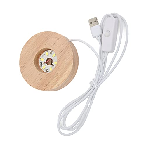 LED-Lampensockel, USB-Schnittstelle und Holzsockel Lichtsockel für Kugelförmige Rechteckige und Kugelförmige Lampen, Eleganter Langlebiger Lampensockel(Weißlichtbasis) von Zerodis