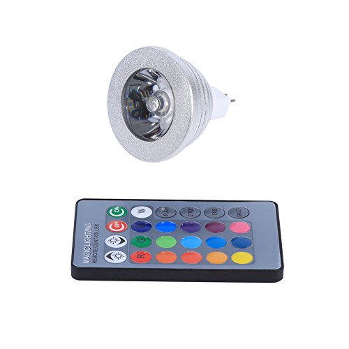 LED-Leuchtmittel mit Farbwechsel, MR-RGB, 3 W, 16 Farben, mit Fernbedienung für Heimbar, 12 V–24 V von Zerodis