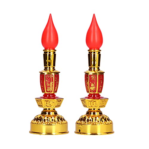 Kerzenlampe, LED-buddhistische Lampe, Buddha-Licht Retro-Kerzenlampe Buddhismus-Dekorversorgung(Doppelte helle elektrische Kerze) von Zerodis