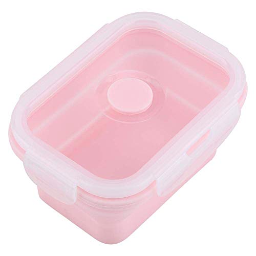 Lunchbox aus Silikon, tragbar, faltbar, für Küche, Mikrowelle, Gefrierschrank (rosa 500 ml) von Zerodis