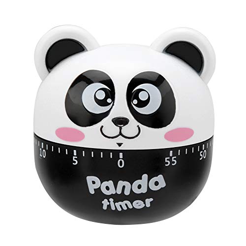 Mechanischer Küchen-Timer, niedliches Panda-Design, manuell, 1 bis 55 Minuten, mit Wecker, Cartoon-Zeit-Erinnerung, für Zuhause, Küche, Sport, Spiele, Büro, Zählzubehör Schwarz von Zerodis