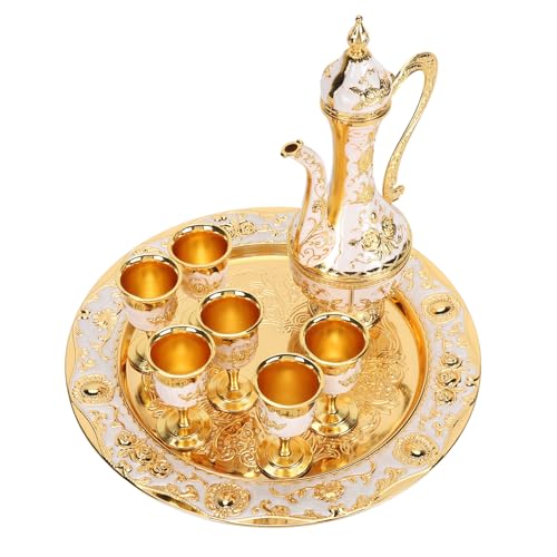 Mehrzweck-Kaffeekannen-Set aus Antikem Metall, Vintage-Teekanne mit 6 Tassen für die Hausbar (Zerodisiqcu2hzwfy-11) von Zerodis
