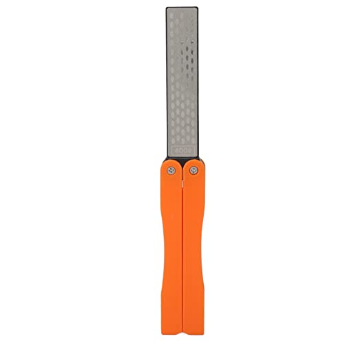 Messerschärfer, Emery, doppelseitiger, ergonomischer Griff, kompakter, gefalteter Schärfer für Outdoor-Messer für Gartengeräte Orange von Zerodis