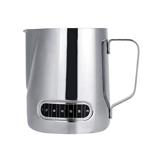 Milchkännchen Milk Pitcher 600ml milchkanne edelstahl Milch Aufschäumen Krug mit Temperatur Anzeige perfekt für Milchaufschäumer Cappuccino Milchschaum Cafe Art Aufschäumkännchen von Zerodis