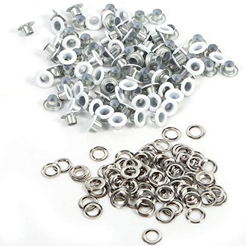 Ösen-Set Runde Metallösen Scrapbooking 4 Mm Ösen Ösen Einfache Ösen und Unterlegscheiben Öse, 100 Sätze, 4 Farben Optional,(Weiß) von Zerodis