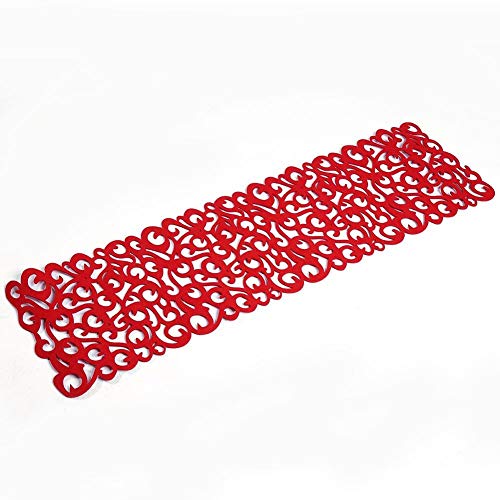 Rechteck Form Tischset 7 Farben Filz Tischdecke Runner Tischsets Tischsets Hohle Esstisch Tuch Matte für Haushalts Dekorationen und Esszimmer Ornament(Rot) von Zerodis