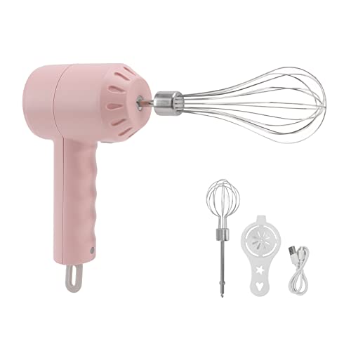 Schnurloser Handmixer, 20W Edelstahl Elektrische Handheld 3 -Speed ​​-Mixer mit Eierschlägerküchenutensilien Zum Mischen des Hackens USB Wiederaufladbar Geeignet (PINK) von Zerodis