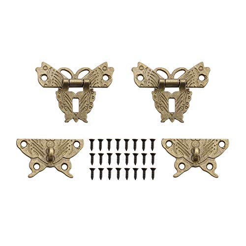 Schrankkastenriegel, Haspe, 2 Stück, Legierung, Vintage-Stil, Mittelalter-Schmetterling, einzelner abschließbarer Riegel, Haspe, Vorhängeschloss für hölzerne Schrankkastenriegel, Haspe, 2 Stück, Legierung, Vintage-Stil, Mittelalter-Schmetterling, einzelner abschließbarer Riegel, Haspe, Vorhängeschloss für hölzerne von Zerodis