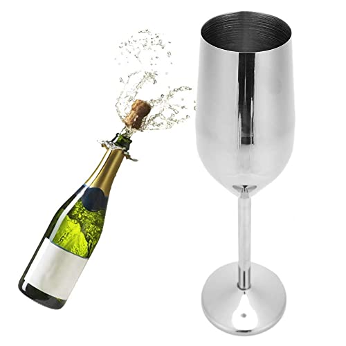 Champagnergläser Sektgläser, Edelstahl Weinbecher Wine Glasses Wine Sektgläser Weinkelch Spiegelpolierverfahren Stemware Bruchsichere Wiederverwendbare Trinkbecher 220ML für Bar Party Bankett (Sliver) von Zerodis