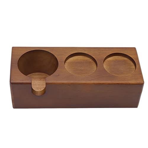 Tamper-Station, Holz-Kaffee-Tamper-Halter Holz-Kaffee-Tamper-Matte Anti-Rutsch-Standfuß, 3-Loch(Braun) von Zerodis