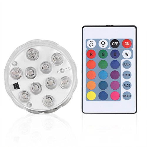 Zerodis Tauch LED Lichter Wasserdichte LED Farbwechsel Unterwasser Elektronische Tee Runde Licht Lampe mit Fernbedienung für Aquarium Garten Pool Teich Party Hochzeit Halloween Weihnachtsbeleuchtung von Zerodis