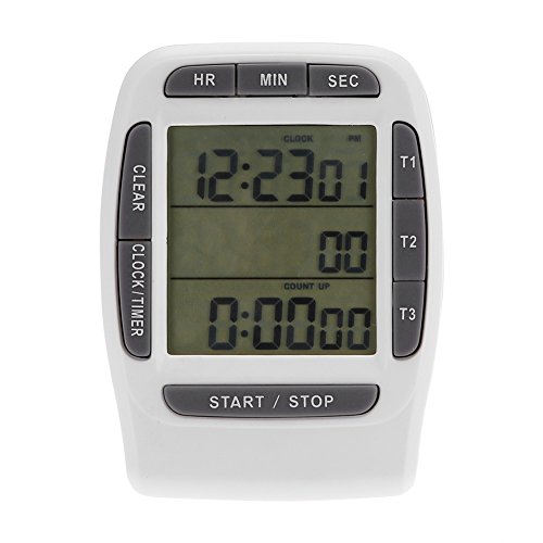 Timer 3 Kanäle Mehrkanaliger tragbarer digitaler Timer Alarm Elektronischer LCD Countdown Timer mit Memory Funktion Halterung und Magnet auf der Rückseite von Zerodis