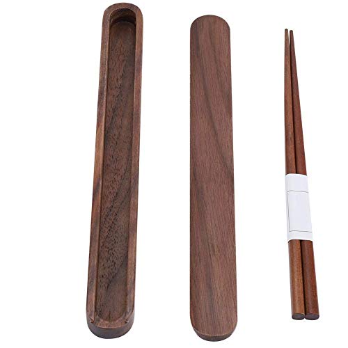 Tragbare umweltfreundliche Essstäbchen-Aufbewahrungsbox aus Holz mit einem Paar Essstäbchen, für Zuhause, Büro, Schule, Reisen, Camping, Picknick von Zerodis