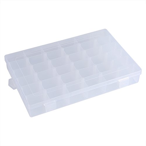 Transparent Bead Container, 36 Slots Einstellbare Teiler Transparente Kunststoff Grid Tablet Medizin Pille Schmuck Box Fall Veranstalter Vorratsbehälter für Sortierung Perlen Ohrringe Halsketten Ringe von Zerodis