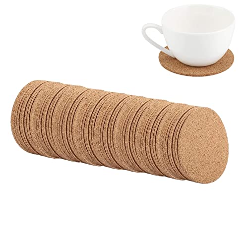 Untersetzer aus natürlichem Kork, Holz, Getränkeuntersetzer, Tee-, Kaffee-, Tassen-Matte, saugfähig, für Zuhause, Bar, Café, Hochzeitstischzubehör (100 Stück) von Zerodis