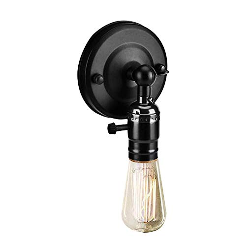 Zerodis Vintage Light Holder E27 Edison Retro Wandleuchte mit Schalter für den Heimgebrauch und Dekoration 220V Silber(Schwarz) von Zerodis
