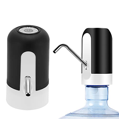 Wasserflaschenpumpe USB-Lade Tragbare Wasserkrugpumpe Elektrisches Trinkwasserspender-Kit für Home Office(Schwarz) von Zerodis