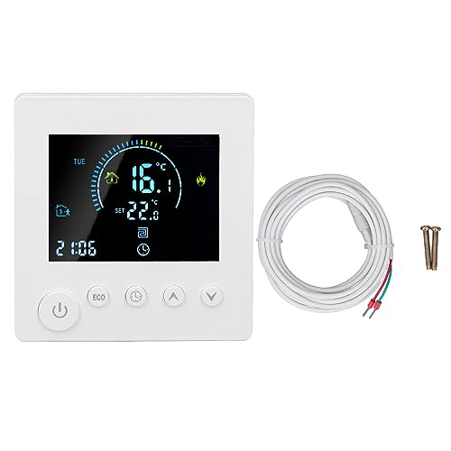 WiFi-Smart-Thermostat, Programmierbarer, Präziser Steuerungs-Smart-Thermostat mit Großem Farb-LCD-Display, Digitaler Thermostat für das Heimbüro (Weiß) von Zerodis