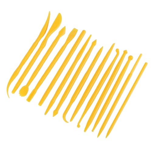 Zerodis 14pcs Kunststoff -Ton -Sculping Ceramic Spacho, um das Langlebige und Kompakte Manuelle Werkzeug zu Modellieren, Geeignet für Weiche Ton (YELLOW) von Zerodis