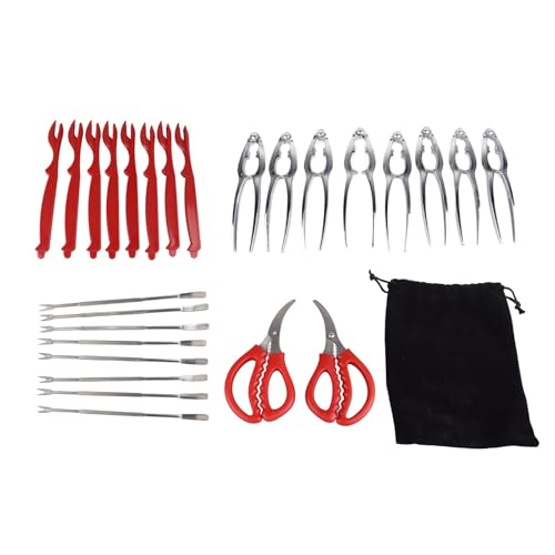 Zerodis 27pcs Meeresfrüchtewerkzeuge Set Zinklegungskrabbenkrabben Cracker Edelstahlgabeln für Küche Praktische Schalenentfernung Meeresfrüchteschere Inbegriffen von Zerodis