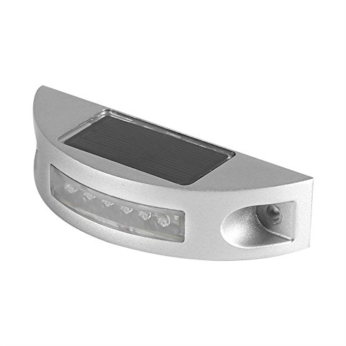 Zerodis 6 LED Guss Aluminium solarbetrieben Road Schritt Lampe Outdoor Wasserdicht Auffahrt Wegeleuchte weiß von Zerodis